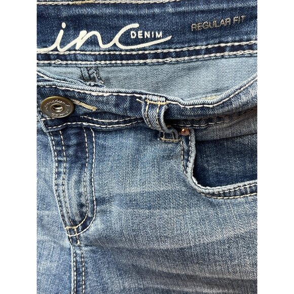 INC Women’s Size 2 Capri Jeans Blue Stretch Denim Mid Rise Embroidered Crop - Picture 3 of 6